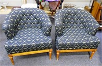 Pair 26" Upholstered Chairs Bee & Dragonfly Motif