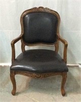 Wood and Leather Accent Chair G9C