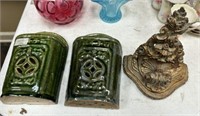 Pair of Painted Glazed Pottery Wall Pockets and Or