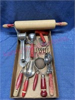 Flat of nice old kitchen utensils #3