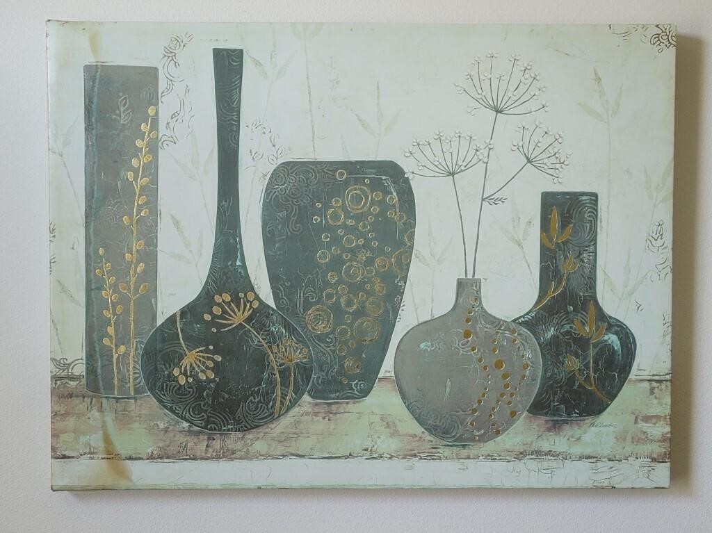 Wall Artwork on Canvas of Assorted Vases