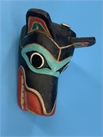 Imported Tlingit wolf mask 4" long of hand carved