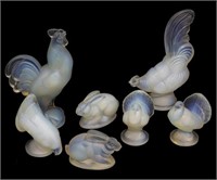 (7) SABINO OPALESCENT ART GLASS BIRDS & BUNNIES