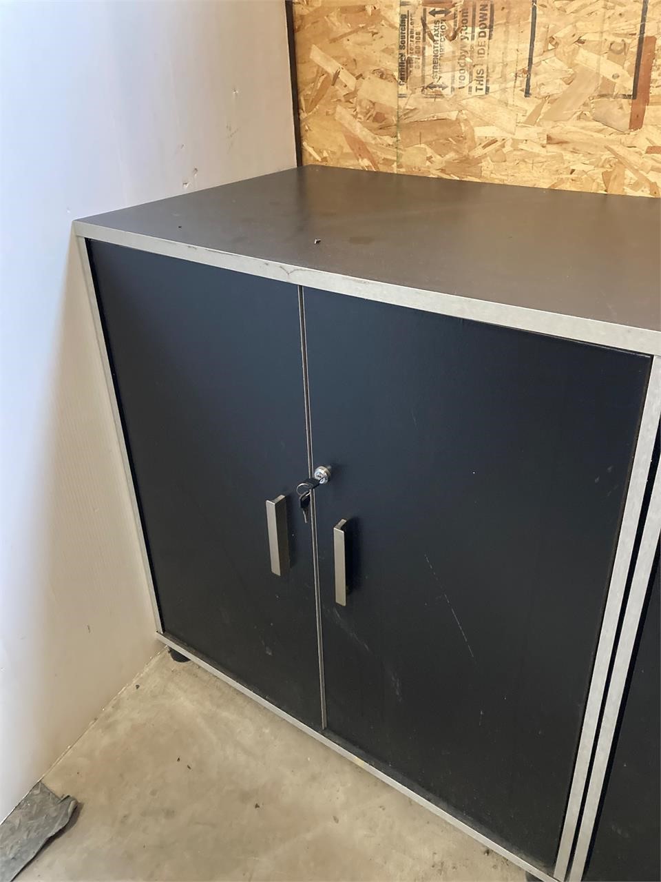 Shop cabinet 29.75” x 19.75” x 31” high. Lockable
