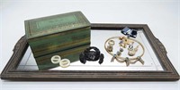 Dresser Tray, Vintage Tin & Jewelry;