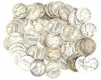 $5 Face Value 90% Silver Mercury Dimes