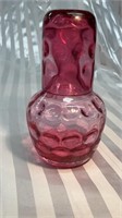 Fenton Cranberry Glass Thumbprint Tumble Up Set.