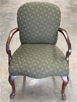 Wooden Upholstered Green Accent Chair