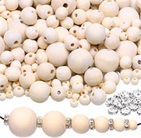 1050pcs Mixed Size Natural Wood Beads