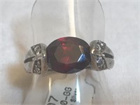 925 Silver Garnet Ring New Size 7