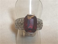 925 Silver Garnet Ring Size 7 New Wider Band