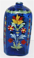 Cobalt Blue Stiegel Type Enamel Decor. Bottle 5"H