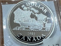 1981 Cdn Silver Dollar- Locomotive