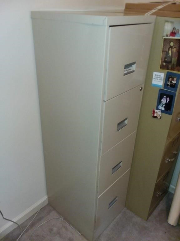One (1) Four-Drawer Metal Filing Cabinet - Light