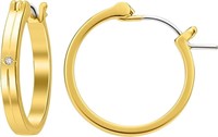 18k Gold-pl. .10ct White Sapphire Hoops Earrings