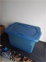 Blue storage tote with lid perfect to pack all