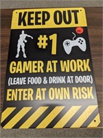 Novelty metal sign 12"H x 8"W - Keep Out, Gamer