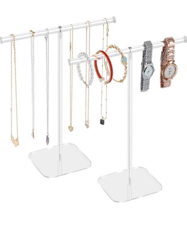 Pair of acrylic jewelry bracelet necklace stands
