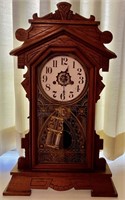 ANSONIA ANTIQUE HAND CARVED WOOD CLOCK