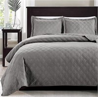 New-(Twin)  Love's cabin Twin Quilt Set Grey