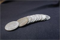 Lot of 10 Silver Kennedy Half Dollars
