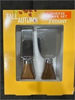 Fall Into Autumn 2pc WoodenHandle Cheese Knife Set
