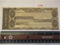 Vermont 10 Dollars  (1800's?)