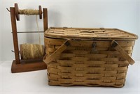 VINTAGE PICNIC BASKET & VINTAGE YARN WINDER