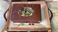 Wooden box & decorative plater