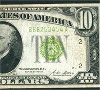 $10 1928 (LIGHT GREEN SEAL) Federal Reserve note