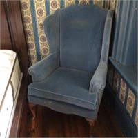 Sam Moore Blue Velvet Wing Back Chair