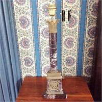 Marble Column Lamp with Shade