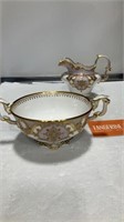 Copeland Jeweled Porcelain Cream & Sugar