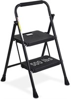 Folding 2 Step Ladder with Wide Anti-Slip Pedal