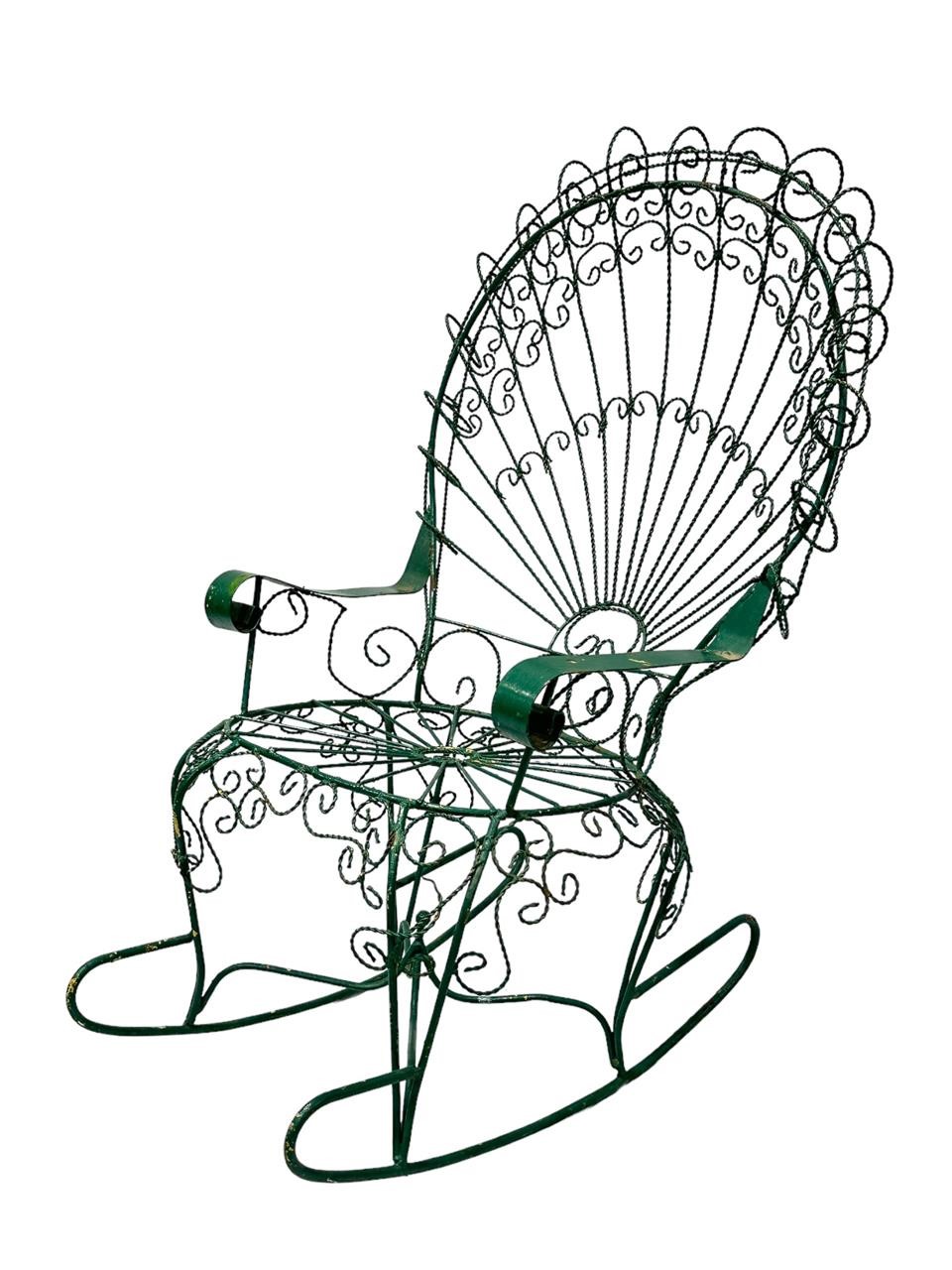 John Salterini Wrought Iron Peacock Rocking Chair
