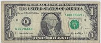 US $1 STAR NOTE Fancy SN 1966 6 9 Dallas 11K.RB18