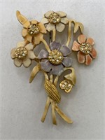 SIGNED DE NICO VINTAGE FLOWER BROOCH