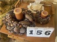 Pinecone Candleholders with Candles