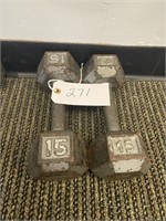 (2) 15 lb Metal Dumbbell