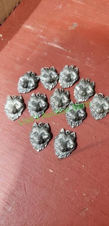 Wolf silver charms  1 inch