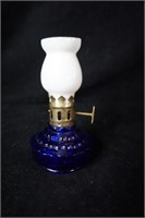 Cobalt Blue Mini Oil Lamp with White Chimney