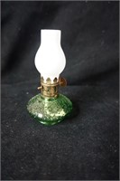 Green Mini Oil Lamp with White Chimney