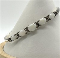 Sterling Silver FINE Opal Clasp Bracelet