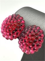 1950's Lucite Raspberry Textured Earrings