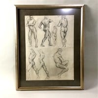 Male Charcoal Figure Study, Clyde Singer 1933