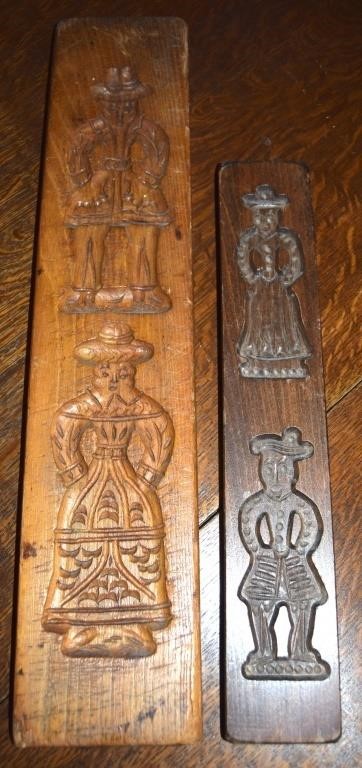 (2) Antique Carved Wood Dutch Speculaas Molds