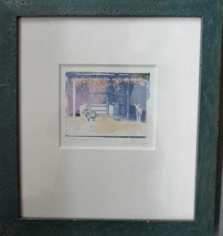 Art-Framed signed small painted Photo Transfer