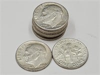 10-  1964 FDR Silver Dime Coins