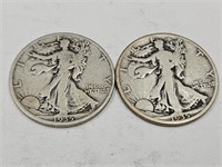 2-1935 S Walking Liberty Half Dollar Coins