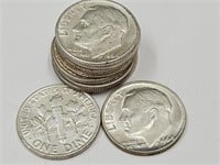 10- 1964D FDR Silver Dime Coins